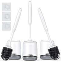 Lefree 3 Pack Silicone Toilet BrushRubber Toilet Bowl Brush and Holder Set with Ventilated Holder Toilet Cleaner Brush for BathroomFloor Standing &amp Wall Mounted Toilet Scrubber Without Drilling