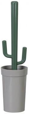 KARO Daily - Cactus Toilet Brush Set with Holder – Decorative &amp Unique Bathroom Cleaning Brush with Hygienic Storage Caddy Funny Novelty Bathroom Décor Accessory Green (Cocoa Brown)