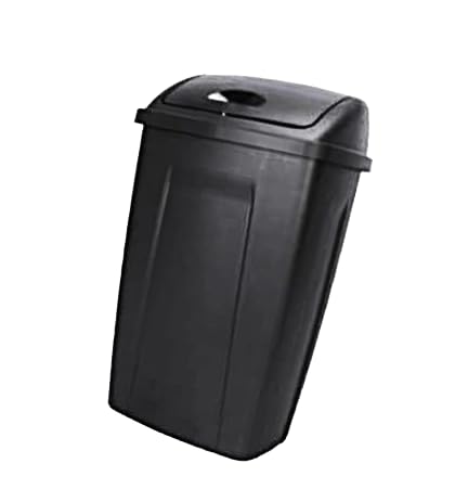 13 Gallon Trash Can Plastic Swing Top Kitchen Garbage Trash Can Black