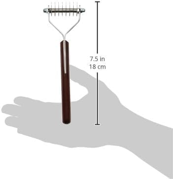 Mars Coat King Dematting Undercoat Grooming Rake Stripper Tool for Dogs and Cats Stainless Steel with Wooden Handle for Thick Coats 8-Blade Stripper for Groomers Pet Owners