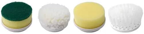 Power Spin Scrubber Cordless Handheld Power Scrubber with 4 Replaceable Brush Heads Rechargeable Scrubber for Bathroom Tub Sink Kitchen Dishes Tile Window Floor Grout Whit