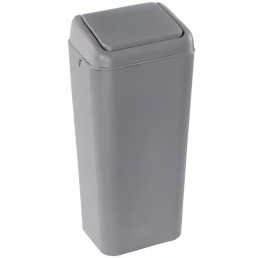 Plastic Trash Bin with Swing Lid 16 L Small Garbage Bins Grey