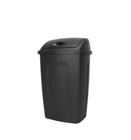 13 Gallon Trash Can Plastic Swing Top Kitchen Garbage Trash Can Black