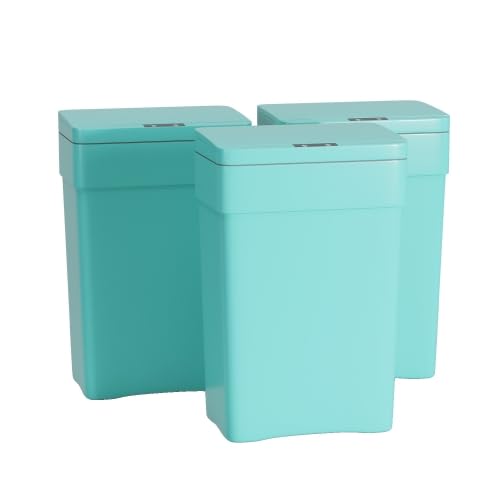 50 Liter/13.2 Gallon Trash Can for Kitchen Automatic Garbage Can Touch Free High-CapacityPlastic Smudge Resistant with Lid (3 Blue)