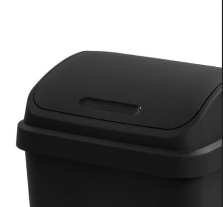 13 Gallon Trash Can Plastic Swing Top Kitchen Garbage Trash Can Black