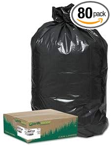 Recycled Large Trash and Yard Bags 33gal .9mil 32.5 x 40 Black 80/Carton