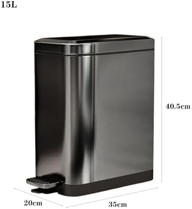 Trash Cans Wastebasket Slim Stainless Steel Trash Can Step Pedal Trash Can - Narrow Soft Close Lid Garbage Bin with Removable Inner Bucket for Home Kitchen Bath