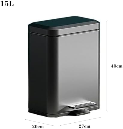 Compost bin kitchen/garbage Soft-Close Kitchen Trash Can with Lid Stainless Steel Step Trash Can Anti Fingerprint Pedal Trash Can with Removable Inner Bucket for Home Office Step trash can(Silver15