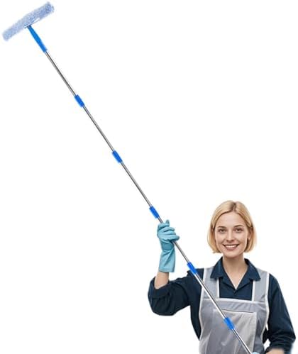 2-in-1 Window Cleaning Tool Kit with Extendable Aluminum Pole Perfect for High Skylights &amp Hard-to-Reach Areas Portable Glass Cleaner System (29.5ft/9m)