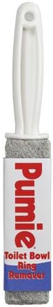 PUMIE Toilet Bowl Ring Stain Remover Pumice Stone For Toilet Hard Water &amp Tough Stains on Kitchen Sinks Tubs Shower &amp Grills Safe for Porcelain Grey Pumice Scouring Stick w/Handle - Pac