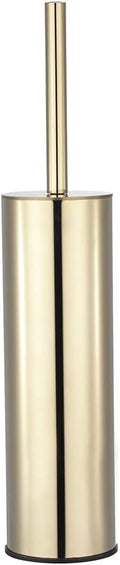 Toilet Brush and Holder Set Gold Stainless Steel 304 Heavy Duty Round Toilet Brush Set – Rust Resistant Long Handle Replacement Heads Floor Standing Bathroom Toilet Cleaning Brush