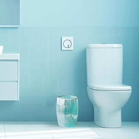 Escenzy Modern Bathroom Trash Can Mosaic Glass 5L | 7 x 10 | Decorative Small Garbage Can | Luxury Waste Basket for Restroom Office Bedroom &amp Kitchen | Shiny Turquoise Green Bathroom Accessori