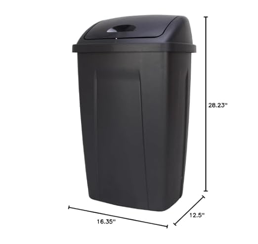 13 Gallon Trash Can Plastic Swing Top Kitchen Garbage Trash Can Black