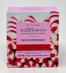 BBW White Barn New Look! TWISTED PEPPERMINT Wallflowers 2-Pack Refills