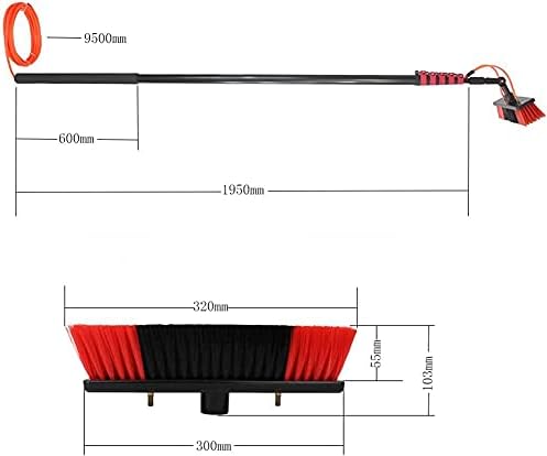 Glass Cleaning Brush Home Water Fed Telescopic Pole Kit Solar Panel Brush Rotating for Photovoltaic PanelWindow Cleaning Pole Window Cleaner Kit Water/Hose Fed Pole Window Cleaning Brush