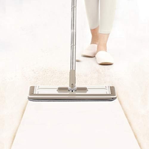 Squeeze Hand Free Flat Mop Bucket with Stainless Steel Handle Wet Dry Floor Cleaning 360 Rotatable Heads with Reusable Pads