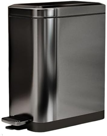 Trash Cans Wastebasket Slim Stainless Steel Trash Can Step Pedal Trash Can - Narrow Soft Close Lid Garbage Bin with Removable Inner Bucket for Home Kitchen Bath