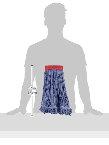 Amazon Basics Loop-End Synthetic Mop Head 5-Inch Headband Large Machine Washable Blue 6-Pack