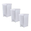 Superio Slim Step On Pedal Plastic Trash Can Waste Bin for Under Desk Office Bedroom Bathroom Kitchen (2.5 gal) (White Smoke 3 Pack)