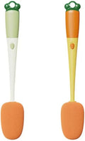 Vegetable Shaped Bottle Brush with Long Handle Sponge Head Cleaning Brush for Cups and Bottles 7.9 Inches 2 Pack