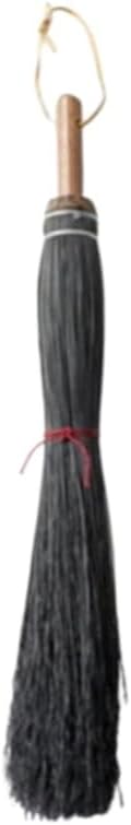 Amish Fireplace Broom - Black Handcrafted Corn Straw Hand Brush &amp Handle