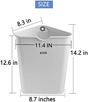 Triangle Space-Saving Trash Can for Corner 2.6 Gallon Durable Plastic Garbage Bin for Kitchen Bathroom RV Coffee Bar Small Grey Triangular Container Slim Open Top Wastebasket for Narrow Spaces