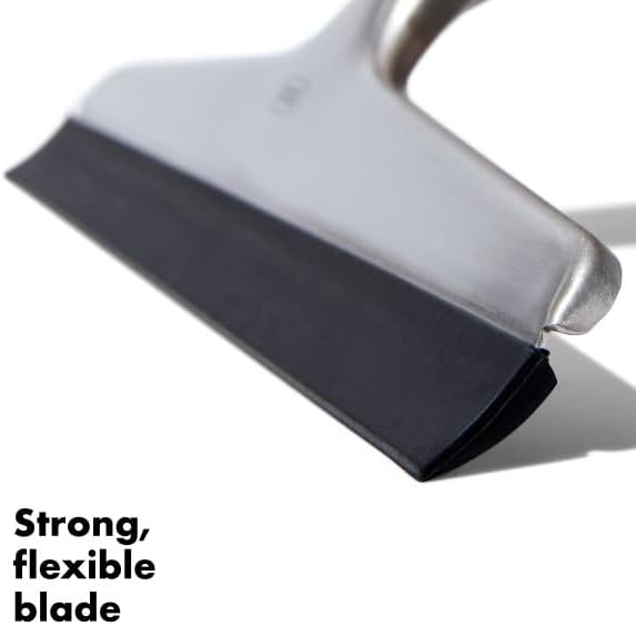 OXO Good Grips Stainless Steel Squeegee - All-Purpose for Bathroom Glass Shower Doors Mirrors Tiles Countertops and Car Windows - Streak Free