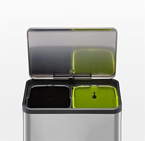 Compost bin Kitchen/Garbage Kitchen Trash Can Stainless Steel Foot-Operated Sorting Trash Can Household Kitchen Living Room with Lid Large Size 30L/45L Step Trash can (Size : Small)