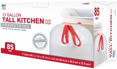 True Value 1942924 Tall Kitchen Trash Bags Drawstring 13 Gallons 85-Ct. - Quantity 6