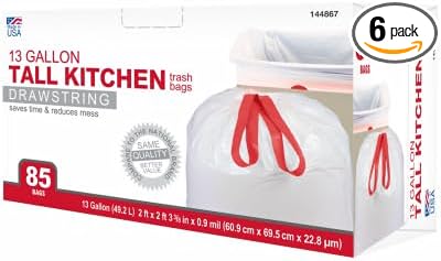 True Value 1942924 Tall Kitchen Trash Bags Drawstring 13 Gallons 85-Ct. - Quantity 6
