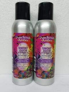 Smoke Odor Exterminator 198 gm/ 7 oz Large Spray Patchouli Amber Set of Two Cans.
