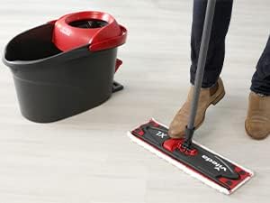 Vileda Ultramax Turbo XL Set XL Floor Mop with Telescopic Handle for Large Surfaces Microfibre Mop Cover Bucket with Spinner for All Hard Floors Love It Clean Eco Packaging