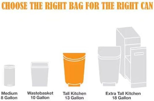13 Gallon Reinforced Top Drawstring Unscented Kitchen Tall Trash Bags with 20% PCR (200-Count)