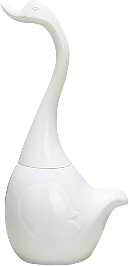 Swan Toilet Brush and Ceramic Holder SetCute Bathroom Decor Non-Scratch Bristles Space-Saving White Household Cleaning Tool for Bathtub