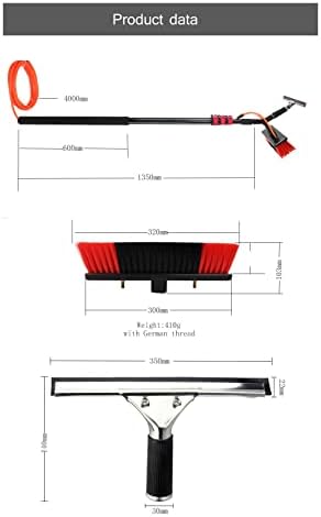 Water-Powered Window Cleaning Brush Kit with Scraper - 6.0 M (19.7 Ft) Pole for Solar Panel &amp Window Cleaning Efficient &amp Easy to Use