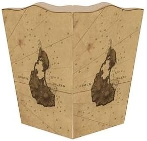 Antique Block Island Map Wastepaper Basket