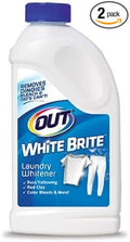 OUT White Brite Laundry Whitener Powder Stain Remover Detergent Booster for Clothes Removes Red Clay and Rust Stains on White Clothing and Uniforms 28 Ounce - Pack of 2