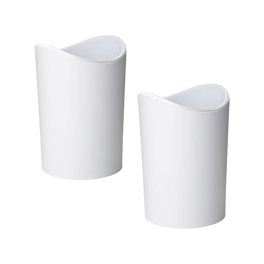 Superio Small Bathroom Trash Can Modern White Mini Open Waste Bin (1 1/2 Gallon 6 Liter) Plastic Garbage Can for Kitchen Bathroom Bedroom Office Under Desk Car 2 Pack