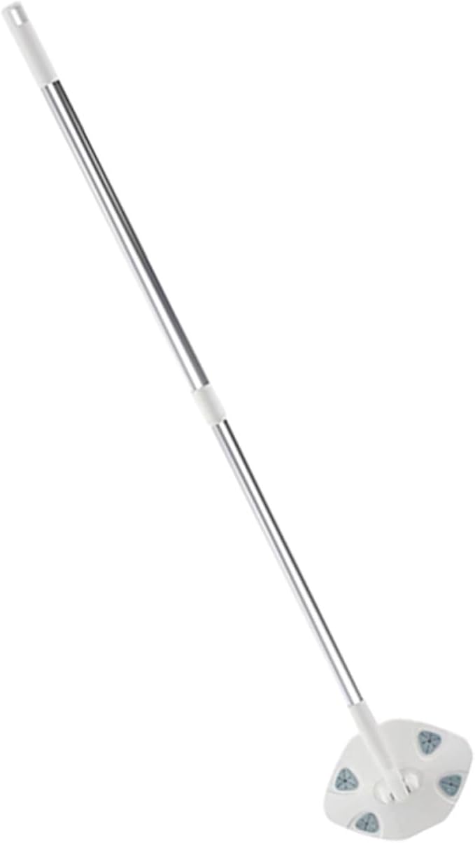 Retractable Dust Mop for Floor Cleaning with Rotatable Triangular Head White Microfiber No-wash Household Cleaning Mop with Long Handle for Hard Surfaces and Easy Dust Removal