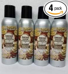 Smoke Odor Exterminator 198 gm/ 7 oz Large Spray Creamy Vanilla Set of Four Cans.