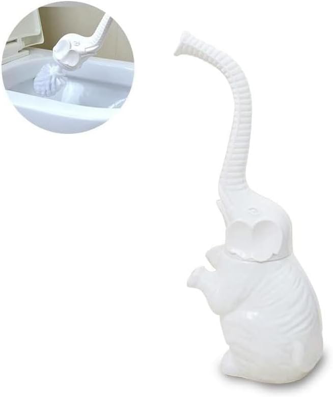 Toilet Brush and Holder SetModern Ceramic Toilet Bowl Brush HolderCute Bathroom Decor Non-Scratch Bristles Space-Saving White Household Cleaning Tool for Bathtub
