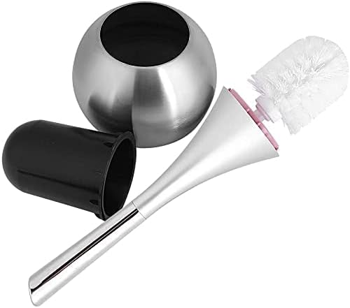 Creative European Wash Toilet Brush Set Compact Bathroom Toilet Bowl Brush Stainless Steel Base Silver