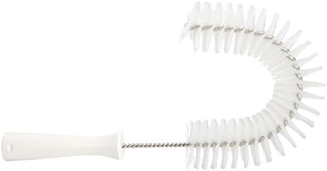 Vikan 53725 Hook Brush - 14.17-Inch Curved BPA-Free Pipe Tube and Gutter Cleaner Compatible with Vikan Extension Poles White