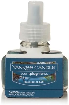 Yankee Candle ScentPlug Refill for Plug in Air Fresheners Scented Oil Refills Long Lasting Home Fragrance Bayside Cedar (Pack of 4)