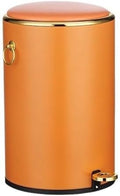 Trash Cans Wastebasket Round Stainless Steel Trash Can with Lid Soft-Close Pedal Trash Can with Side Handle Removable Liner for Living Room Bedroom Bathroom