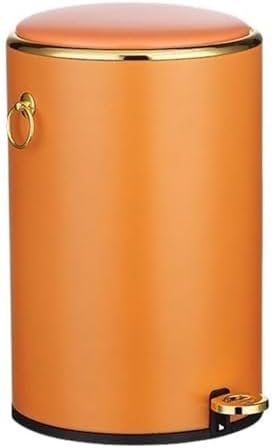 Trash Cans Wastebasket Round Stainless Steel Trash Can with Lid Soft-Close Pedal Trash Can with Side Handle Removable Liner for Living Room Bedroom Bathroom