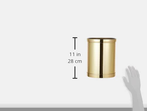 Kraftware Mylar Round Waste Basket 11 Polished Brass Color