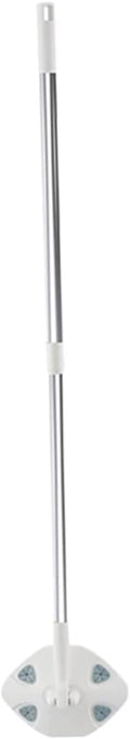 Didiseaon Retractable Dust Mop with Face Towel Replacement No Washing Handheld Rotatable Triangle Cleaning Mop for Household Dust Removal White Extendable Handle for Floor Cleaning
