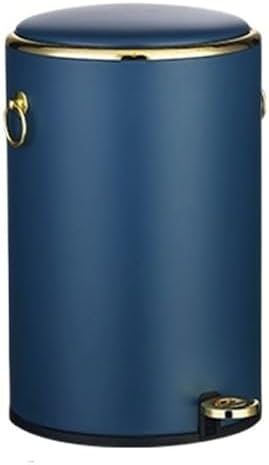 Trash Cans Wastebasket Round Stainless Steel Trash Can with Lid Soft-Close Pedal Trash Can with Side Handle Removable Liner for Living Room Bedroom Bathroom