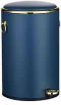 Trash Cans Wastebasket Round Stainless Steel Trash Can with Lid Soft-Close Pedal Trash Can with Side Handle Removable Liner for Living Room Bedroom Bathroom